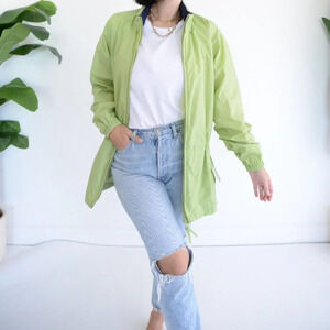 Vintage Northern Reflections Green Raincoat Zip up with Hood Drawstring Jacket S